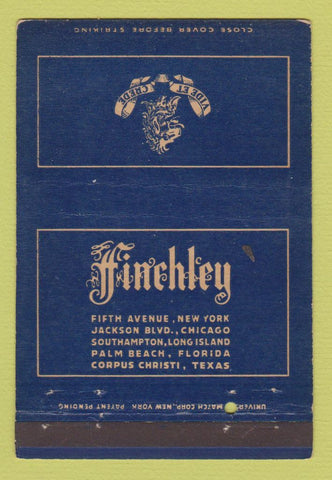 Matchbook Cover - Finchley Men's Clothes New York City Chicago 40 Strike