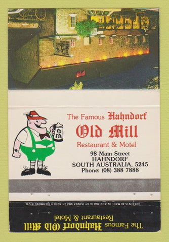 Matchbook Cover - Hahndorf Old Mill Restaurant Motel Australia WEAR 40 Strike