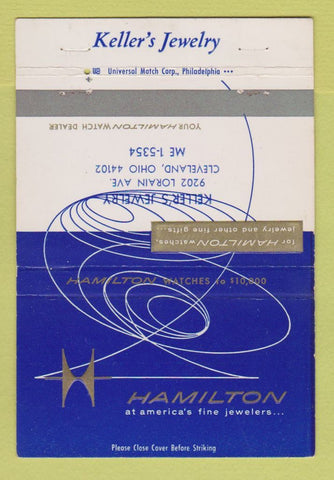Matchbook Cover - Hamilton Watches Keller's Jewelry Cleveland OH 40 Strike