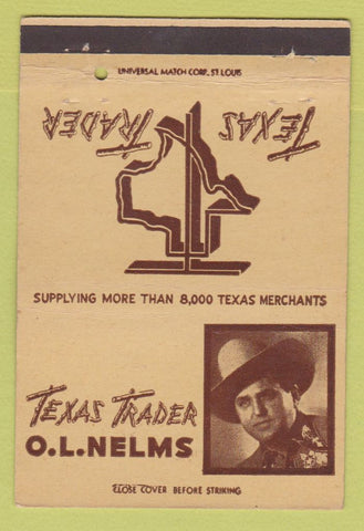 Matchbook Cover - Texas Trader OL Nelms TX 40 Strike