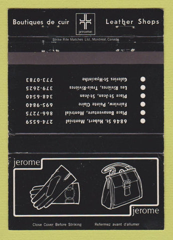 Matchbook Cover - Boutiques de cuir Leather Shops Montreal QC luggage 40 Strike