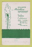 Matchbook Cover - Miller's Matchless Restaurant Denver Colorado 40 Stick