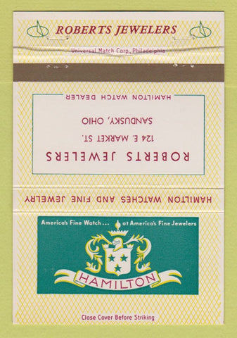 Matchbook Cover - Hamilton Watches Roberts Jewelery Sandusky OH 40 Strike