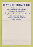 Matchbook Cover - Beechcraft Aviation Airplanes Denver Colorado 40 Strike