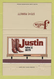 Matchbook Cover - Justin Cowboy Boots Steve Perrett Fort Worth TX 40 Strike