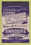 Matchbook Cover - Snaders Credit Clothing Milwaukee WI #2 40 Strike