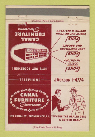 Matchbook Cover - Canal Furniture Showrooms Providence RI 40 Strike