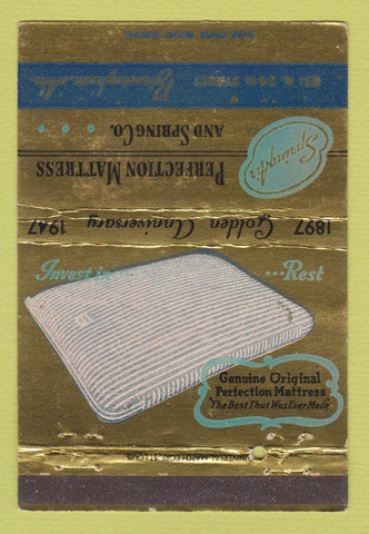 Matchbook Cover - Perfection Mattress Birmingham AL 1947 40 Strike