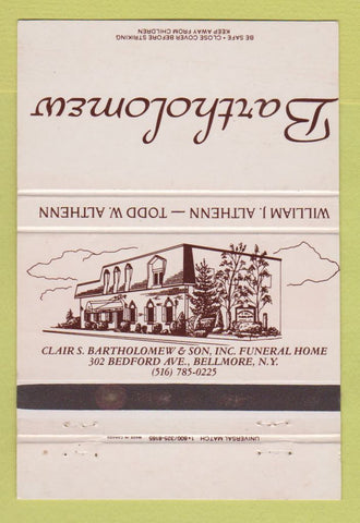 Matchbook Cover - Bartholomew Funeral Home Bellmore NY 40 Strike