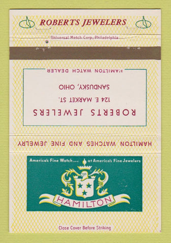 Matchbook Cover - Hamilton Watches Roberts Jewelry Sandusky OH 40 Strike