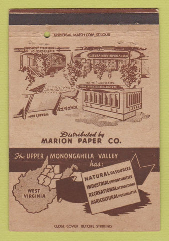 Matchbook Cover - Marion Paper 1st National Bank Fairmont WV 40 Strike