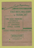 Matchbook Cover - Marion Paper 1st National Bank Fairmont WV 40 Strike