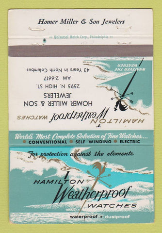 Matchbook Cover - Hamilton Watches Homer Miller Jewelry Columbus OH 40 Strike