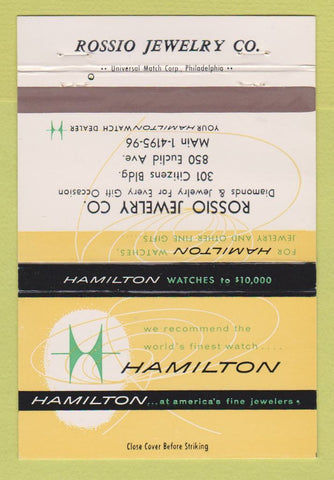 Matchbook Cover - Hamilton Watches Rossio Jewelry Cleveland OH 40 Strike