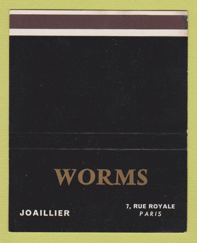 Matchbook Cover - Worms Jewelry Paris France SAMPLE 40 Strike