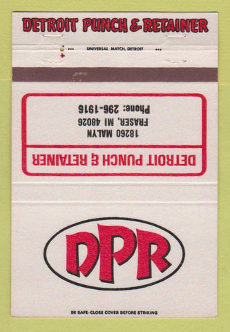 Matchbook Cover - Detroit Punch & Retainer Fraser MI 40 Strike