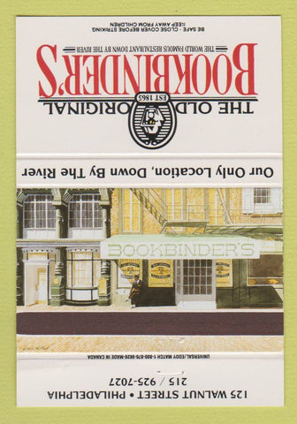 Matchbook Cover - Bookbinder's Restaurant Philadelphia PA 40 Strike