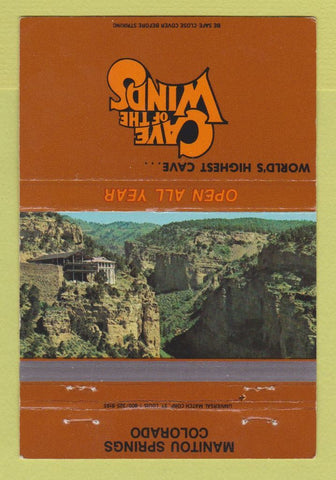 Matchbook Cover - Cave of the Winds Manitou Springs Colorado 40 Strike
