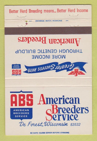 Matchbook Cover - American Breeders Service DeForest WI cattle 40 Strike