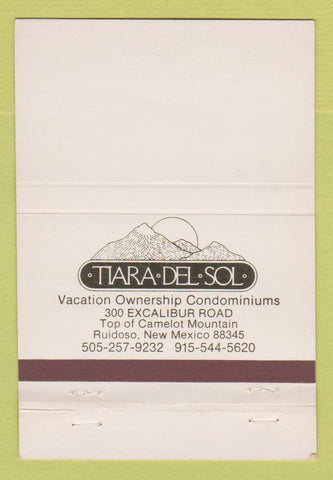 Matchbook Cover - Tiara Del Sol Condos Ruidoso NM 40 Strike