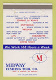Matchbook Cover - Midway Fish Tool Long Beach CA Bakersfield Taft 40 Strike