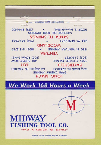 Matchbook Cover - Midway Fish Tool Long Beach CA Bakersfield Taft 40 Strike
