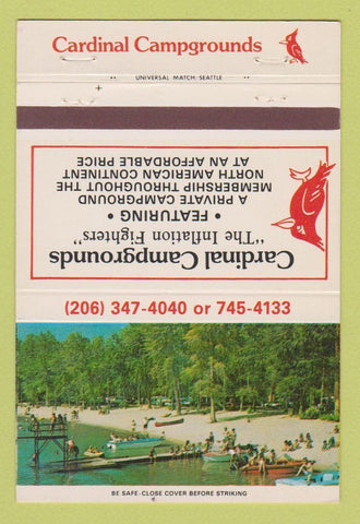 Matchbook Cover - Cardinal Campgrounds  Everett WA 40 Strike