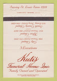 Matchbook Cover - Kutis Funeral Home St Louis MO 40 Strike