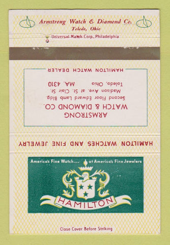 Matchbook Cover - Hamilton Watches Armstrong Jewelry Toledo OH 40 Strike