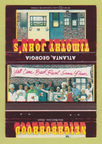 Matchbook Cover - Neighborhood Restaurant Timothy's John's Atlanta GA 40 Strike