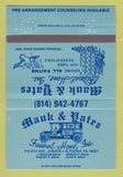 Matchbook Cover - Mauk & Yates Funeral Home Altoona PA 40 Strike