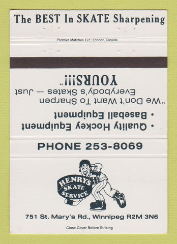 Matchbook Cover - Henry's Skate Service Winnipeg MB 40 Strike