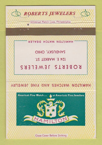 Matchbook Cover - Hamilton Watches Roberts Jewelery Sandusky OH 40 Strike