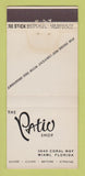 Matchbook Cover - Patio Shop Miami FL WEAR 30 Stick