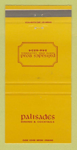 Matchbook Cover - Palisdaes Restaurant Santa Ana CA 30 Strike