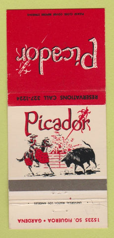 Matchbook Cover - Picador Restaurant Gardena CA 30 Strike