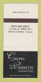Matchbook Cover - Crepes Pierrette French Cafe Las Vegas NV 30 Strike