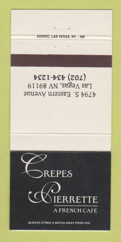 Matchbook Cover - Crepes Pierrette French Cafe Las Vegas NV 30 Strike