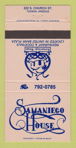 Matchbook Cover - Samaniego House Tucson AZ 30 Strike