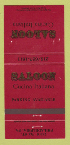 Matchbook Cover - Saloon Cucina Italiana Philadelphia PA Italian 30 Strike