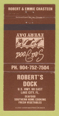 Matchbook Cover - Robert's Dock Lake City FL restaurant 30 Strike