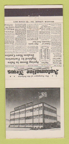 Matchbook Cover - Automotive News  30 Strike