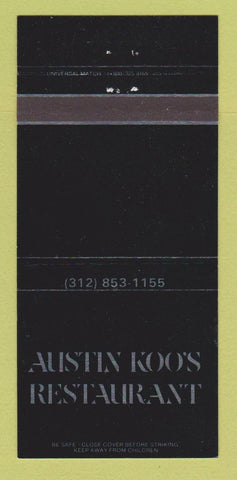 Matchbook Cover - Austin Koo's Restaurant Chicago IL 30 Strike