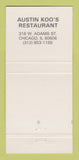 Matchbook Cover - Austin Koo's Restaurant Chicago IL 30 Strike