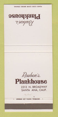 Matchbook Cover - Reuben's Plankhouse Restaurant Santa Ana CA 30 Strike