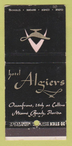 Matchbook Cover - Hotel Algiers Miami Beach FL WEAR 30 Stick