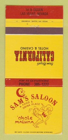 Matchbook Cover - Sam's Saloon Las Vegas NV California Casino girlie 30 Strike