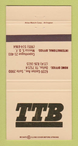 Matchbook Cover - TTB Trucking Dallas TX 30 Strike