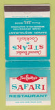 Matchbook Cover - Jim Gentry's Safari Restaurant Mission Hills CA WORN 30 Strike