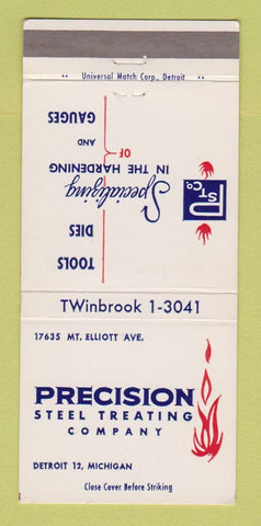Matchbook Cover - Precision Steel Treating Detroit MI 30 Strike